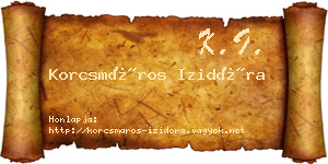 Korcsmáros Izidóra névjegykártya